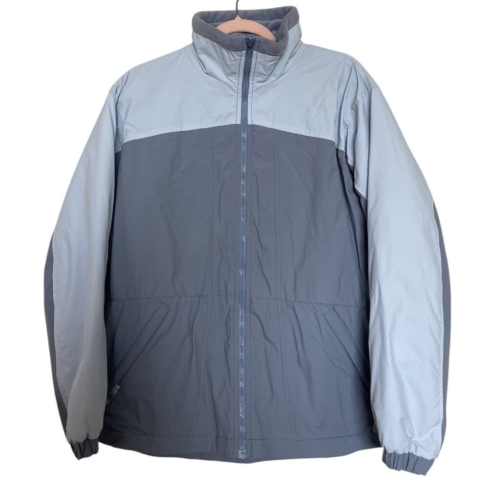Columbia Jacket Coat Womens Size Medium Blue‎ Gray 1/2 Fleece Lined Drawstring